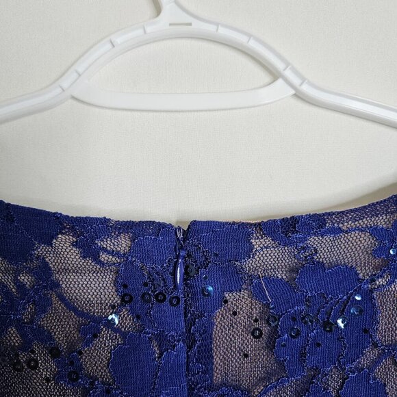 LAUREN RALPH LAUREN Y2K Dress Fit & Flare NAVY BLUE LACE size 2 Prom Cocktail - Picture 8 of 8